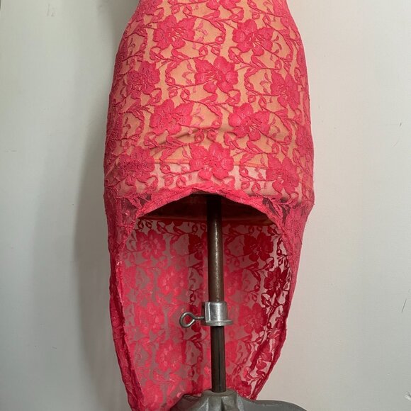 Pink Floral Lace Hi-Low Dress - Picture 7 of 12